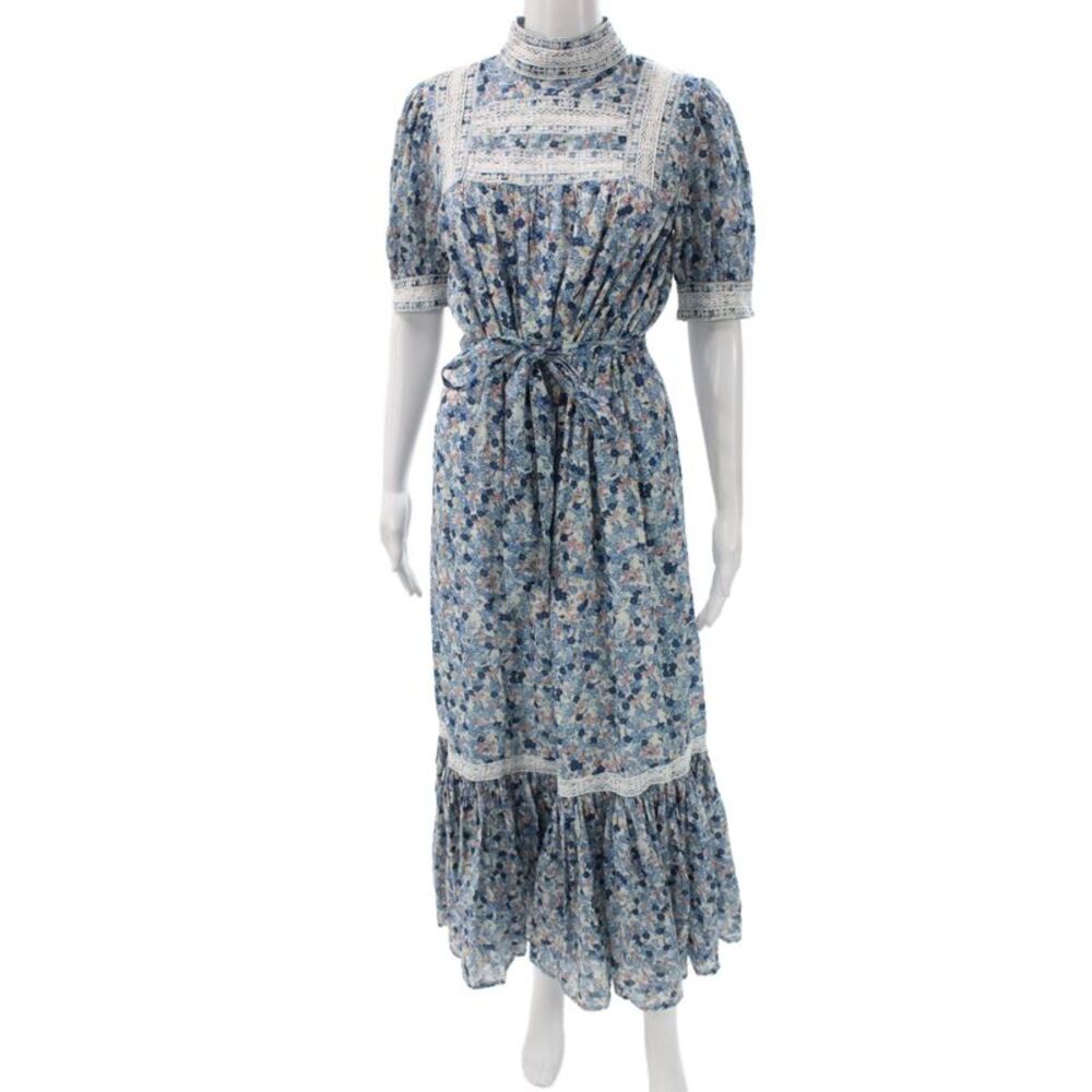 Ghost London Womens Bohemian Floral Maxi Dress Blue Cotton Size XS